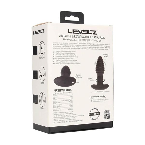 Vibrating And Rotating Ribbed Silicone Anal Plug - Black zdjęcie 7