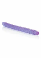 veined superslim dong 17.5” - model dwustronny, fioletowy, 44,5 cm