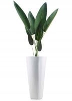 DONICA WYSOKA BIAŁA doniczka duża plastikowa Z WKŁADEM 39xh81cm paski