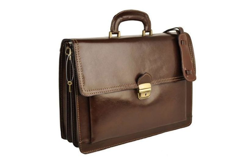 Aktówka męska skórzana - Barberini's - Brązowa zdjęcie 2