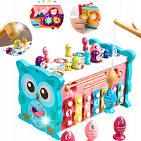 MAGICZNE PUDEŁKO EDUKACYJNE NA KÓŁKACH SÓWKA SORTER CYMBAŁKI WBIJAK MŁOTEK