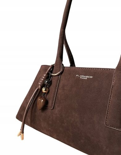 Flora&Co torebka shopper brązowy czekoladowa zamszowa torebka jamnik na Arena.pl