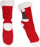 Skarpetki damskie ciepłe kapcie antypoślizgowe baranek czerwone zimowe