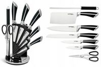 NOŻE Zestaw Komplet NOŻY Kuchennych Na Stojaku OSTRZAŁKA Nożyce Tasak 6002