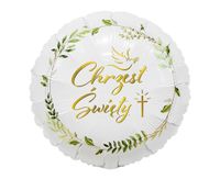 Balon foliowy Chrzest Święty gołąbek i krzyż, 45 cm