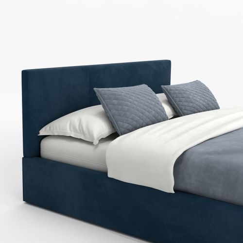 ŁÓŻKO TAPICEROWANE 160x200 ŁÓŻKO PODWÓJNE Z POJEMNIKIEM GRANATOWE na Arena.pl