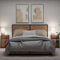 LED Stolik nocny z szufladą 2 pcs Stare drewno 38 x 34 x 61 cm