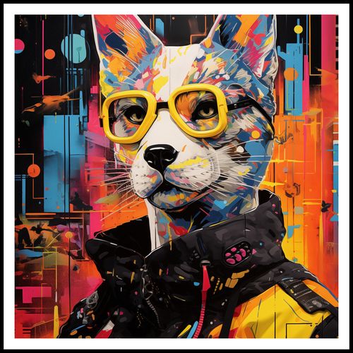 Plakat 90x90cm Kot w Miejskim Stylu na Arena.pl