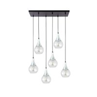 Lampa wisząca 6xE27 LACRIMA CLEAR BLACK/SILVER