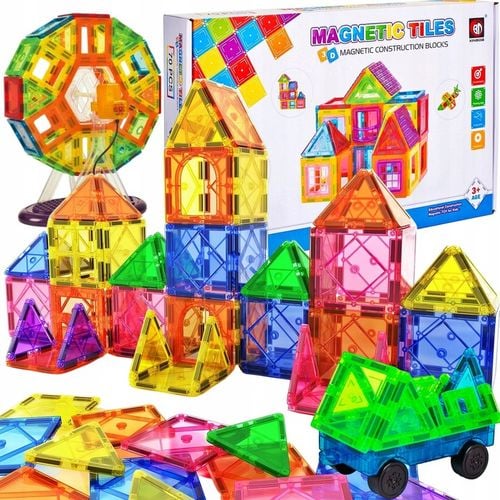 ZESTAW DUŻE KLOCKI MAGNETYCZNE KONSTRUKCYJNE 3D PANELE MAGNETIC TILES 70 EL na Arena.pl