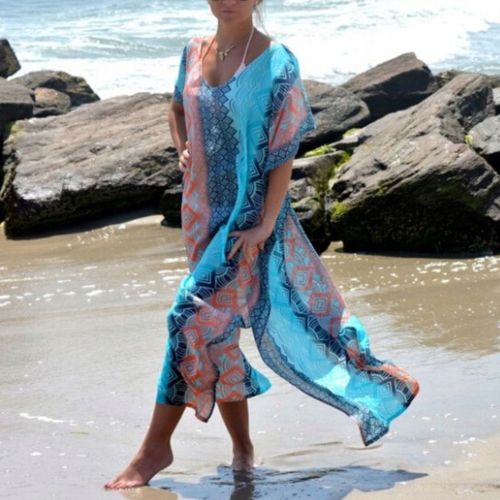 PAREO PLAŻOWA SUKIENKA DŁUGA TUNIKA BOHO PLAŻĘ NARZUTKA na strój kąpielowy na Arena.pl