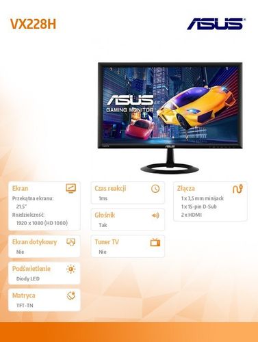 Asus 21.5'' VX228H Gaming BK 1ms na Arena.pl