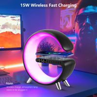 Inteligentny budzik ładowarka indukcyjna lampka led rgb (czarna)