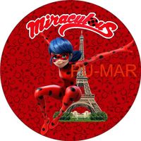 Opłatek na tort Urodziny Biedronka Czarny Kot Postać Tekst Gratis