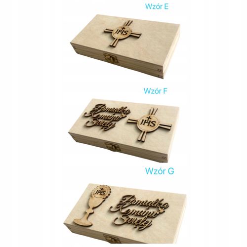 Pamiątka komunii świętej w drewnianym pudełku IMIĘ na Arena.pl