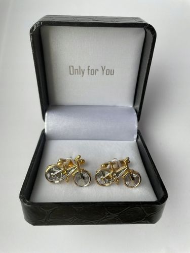 Spinki do mankietów EXC Srebrny Rower Pozłacany w Szkatułce Etui na Prezent na Arena.pl