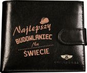 Portfel męski skórzany GRAWEROWANY prezent dla BUDOWLAŃCA TWÓJ TEKST + imię