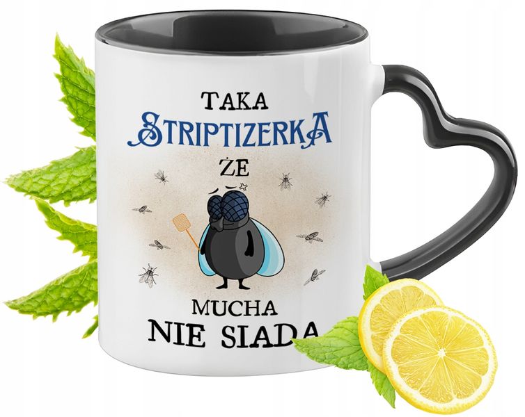 Dla Striptizerki Kubek Czarny Z Uszkiem W Kształcie Serca Na Prezent zdjęcie 1