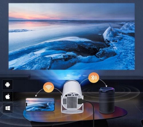 PROJEKTOR RZUTNIK LED ANDROID OBROTOWY 4K TV WIFI GŁOŚNIK BLUETOOTH HD 2025 na Arena.pl