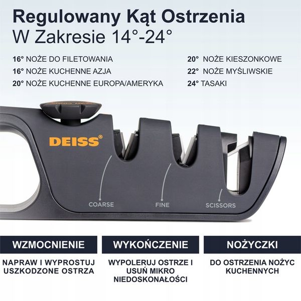 Deiss PRO Ostrzałka do noży z regulowanym kątem zdjęcie 6