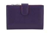 Skórzany portfel damski z ochroną RFID - Fioletowy