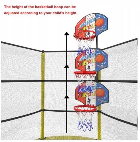 TRAMPOLINA OGRODOWA Z WYSOKĄ SIATKĄ I KOSZEM 145 CM Dla Dzieci na Arena.pl