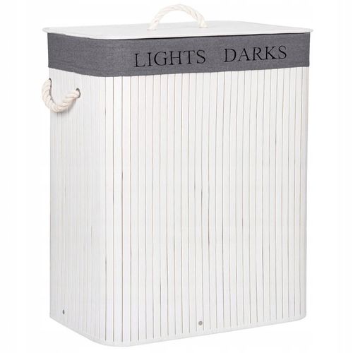 KOSZ BAMBUSOWY NA PRANIE BIELIZNĘ DWUKOMOROWY Z POKRYWĄ POJEMNIK DUŻY 100L na Arena.pl