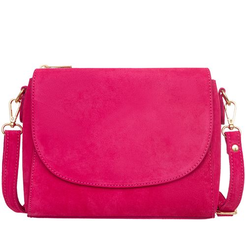 VERA PELLE torebka damska zamszowa listonoszka z paskiem V693 fuksja na Arena.pl