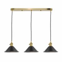 Lampa wisząca nad wyspę Hadano HAD3640-02 Dar Lighting potrójna czarna mosiądz