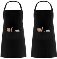 ZESTAW 2x SZTUKI FARTUCH FARTUSZEK KUCHENNY CZARNY GASTRONOMIA + Kieszeń
