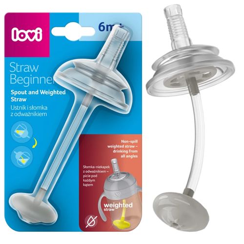 LOVI Ustnik i słomka z odważnikiem do pierwszego kubka Straw Beginner beż na Arena.pl
