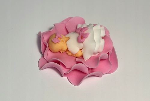 BOBAS CUKROWY na Płatkach różowy tort dekoracja chrzest roczek ozdoba na Arena.pl