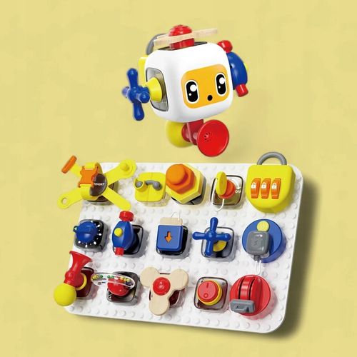 Tablica manipulacyjna z kostką i doczepianymi elementami 12 mies.+ TOPBRIGH na Arena.pl