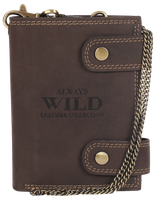 atrakcyjny, skórzany portfel męski z mosiężnym łańcuchem - always wild