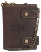 atrakcyjny, skórzany portfel męski z mosiężnym łańcuchem - always wild