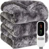 DUŻY GRUBY koc elektryczny POLAROWY mata grzewcza PILOT LCD 160 WAT +Timer