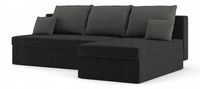 NAROŻNIK MONAKO CZARNY SZARY Rogówka KANAPA Rozkładana z Funkcją Spania