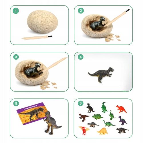 ZESTAW KOPALNIA DINOZAURÓW WYKOPALISKA ARCHEOLOG 12 DUŻYCH JAJ + KARTY na Arena.pl