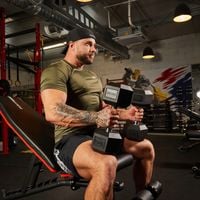 Hantel ogumowany Stalowy TREXO Hex 15 kg czarny Antypoślizgowa powierzchnia