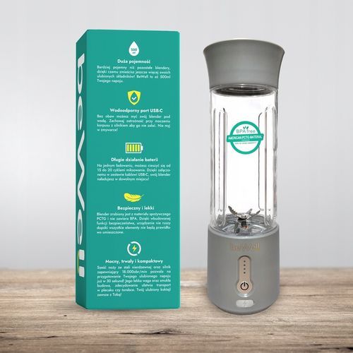 BLENDER KIELICHOWY DO SMOOTHIE I KOKTAJLI RECZNY beWell 500ml BEZPRZEWODOWY na Arena.pl