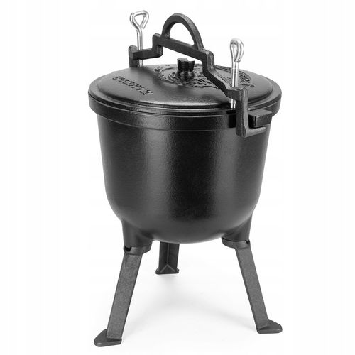 KOCIOŁEK MYŚLIWSKI ŻELIWNY EMALIOWANY GARNEK STOJĄCY NA OGNISKO 10L na Arena.pl