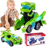AUTO ROBOT DINOZAUR ZMIENIA JEŹDZI GRA ŚWIECI LED