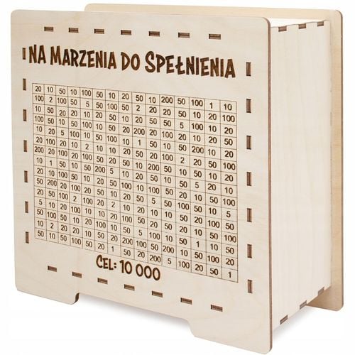 DREWNIANA SKARBONKA WYKREŚLANA PREZENT DOWOLNY NAPIS OSZCZĘDZANIE PIENIĘDZY na Arena.pl
