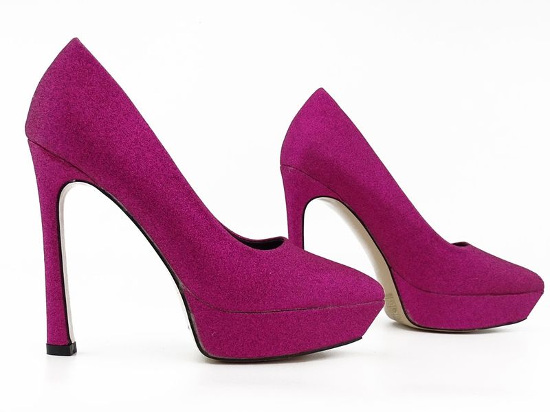 Różowe szpilki platformy brokatowe 37 zdjęcie 3