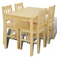 Drewniany zestaw jadalniany stół z 4 krzesłami, naturalny