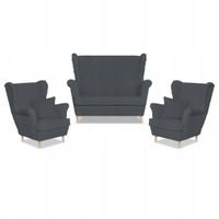 Zestaw uszak Rene Estella sofa fotele Family Meble ciem. szary sztruks