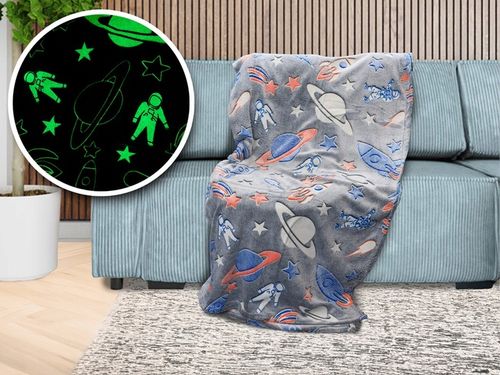 kocyk świecący w ciemności pled 150X200 koc dziecięcy różowy motylek na Arena.pl