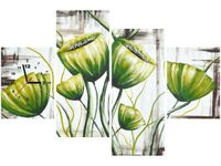 120CM 80CM ZEGAR 4 ELEM ZIELONE MAKI OBRAZ ŚCIENNY