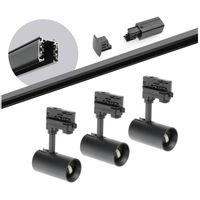 Zestaw szynowy 3 fazowy szyna 2m, 3x Lampa CZARNY kompletny zestaw
