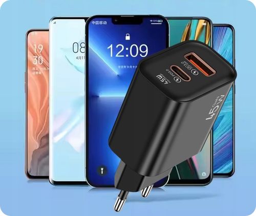 SZYBKA ŁADOWARKA KOSTKA GaN 45W ZASILACZ 2xUSB QC 3.0 PD 3A na Arena.pl